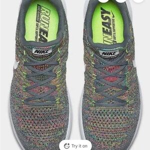 Nike Multicolor Flyknit Sneakers with Neon Green Insole
